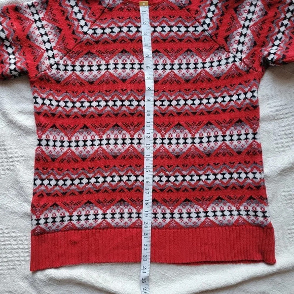 Chaps Fair Isle Festive Red  Knit Sweater - Picture 8 of 10